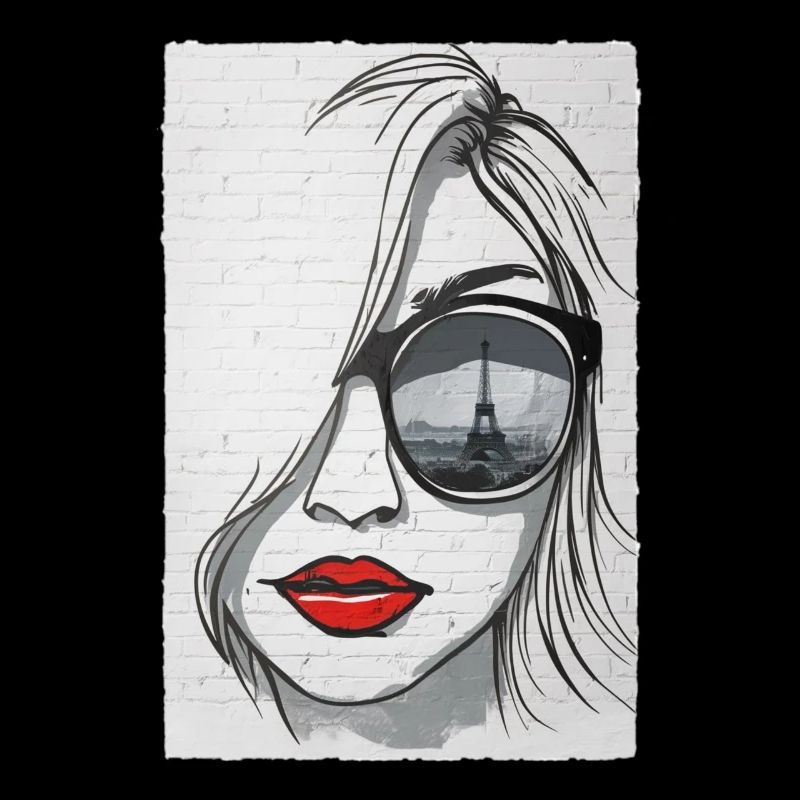 Graffiti-Mädchen in Paris - Eiffelturm