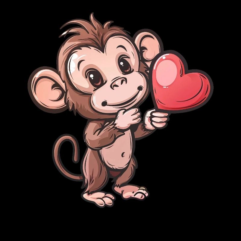 Mignon singe tenant une illustration de coeur
