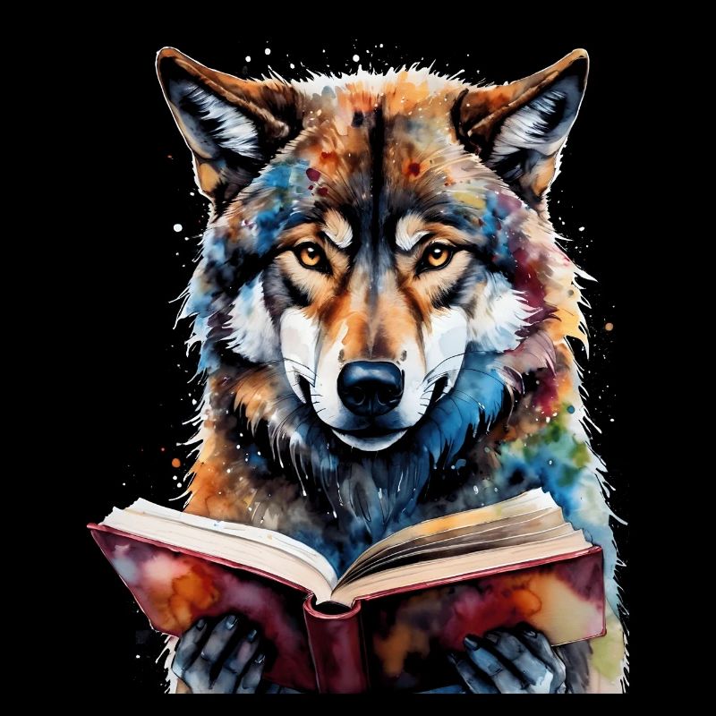 Livre de lecture de loup Imprimé de conception d’animaux colorés