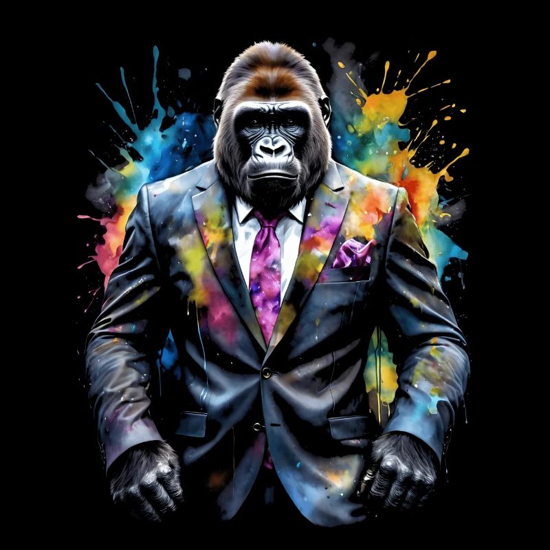 Gorilla Suit Monkey Colorful Animal Design Print