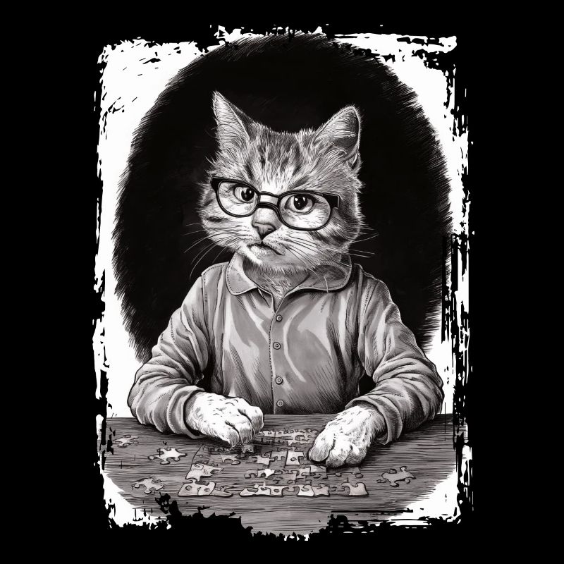 Katze spielt Puzzle Geschenk