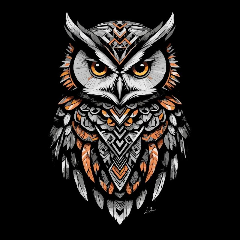 Orange Geometric Owl