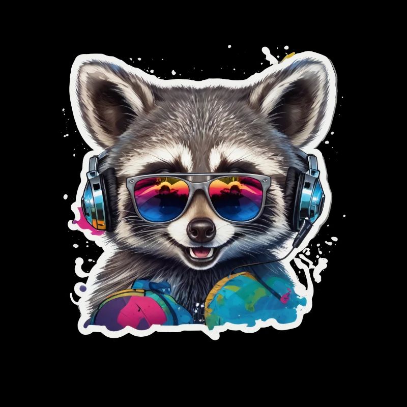 Waschbär Mit Kopfhörern Graffiti Kunst