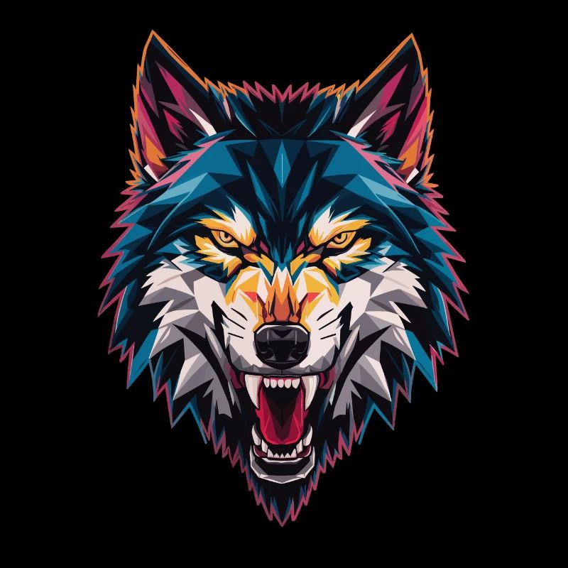 Bunter Geometrischer Wolfskopf