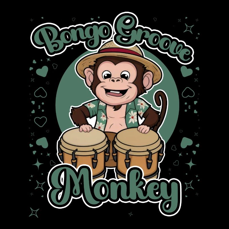 Bongo Groove Monkey Funny Drumming Design