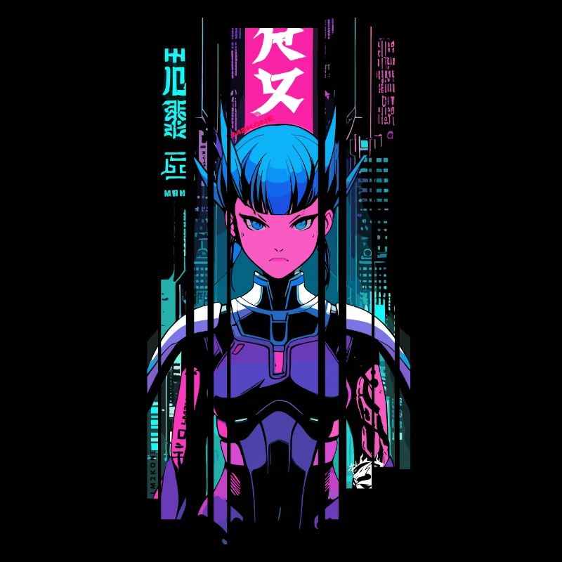 Frau geometrisches Ninja Cyborg Symbol