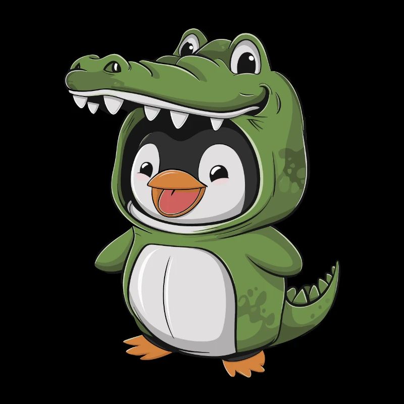 Pingouin en costume de crocodile