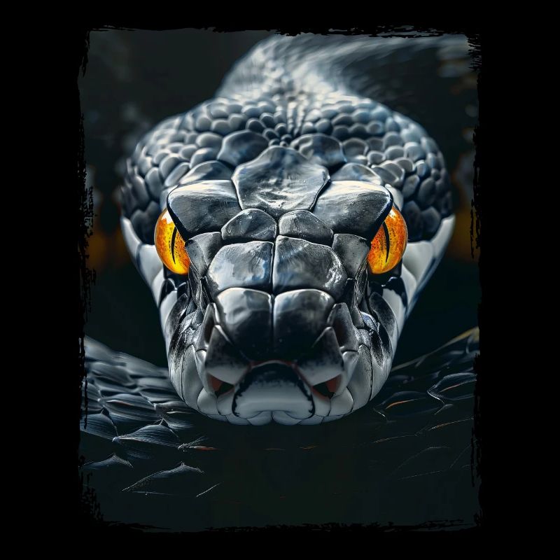 Gelbe Augen Schwarze Schlange Python Kobra Reptil Viper