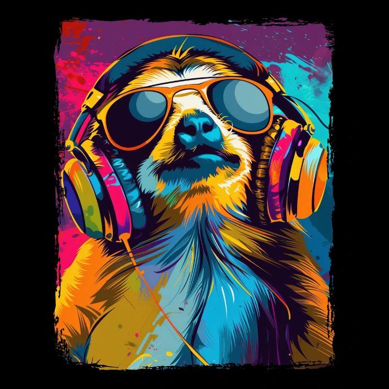 DJ Sloth With Headphones EDM Music Techno