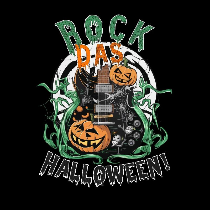 Rock Halloween, guitar and pumpkin