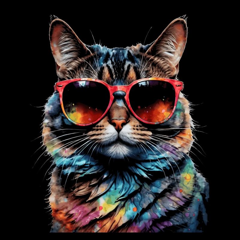 Katze Sonnenbrille Bunt Lustig Tier Design Print