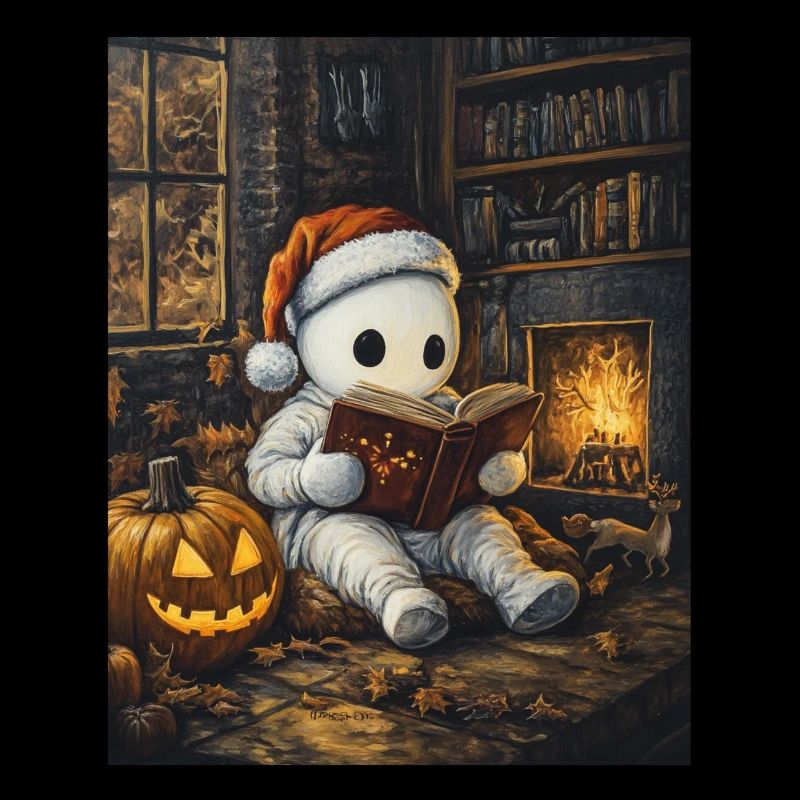 Halloween Gift Ghost with Christmas Hat Decoration