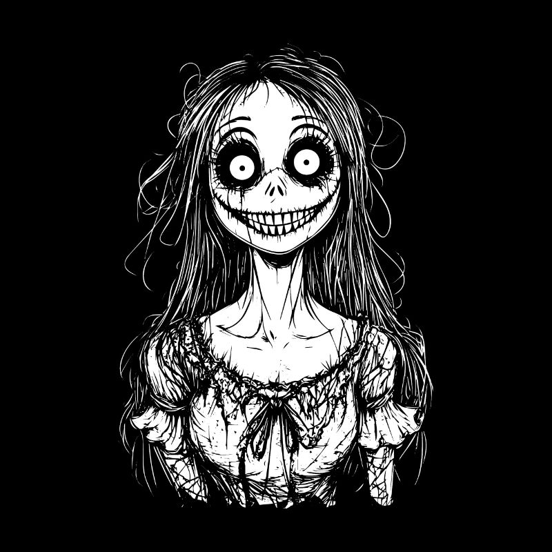 Horror Halloween Kostüm Grinsendes Zombie Mädchen