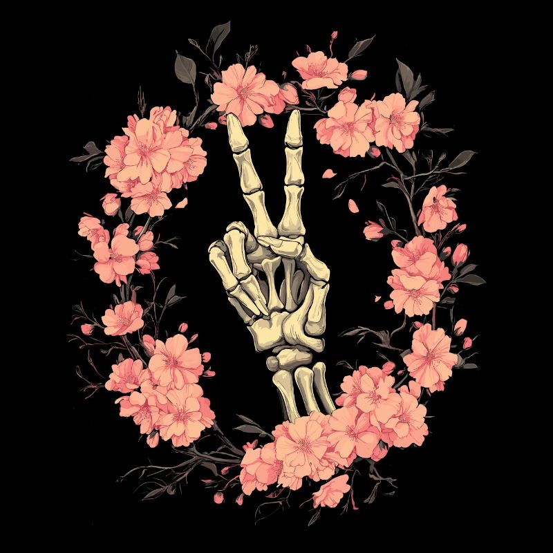 Skelett Hand Peace Zeichen