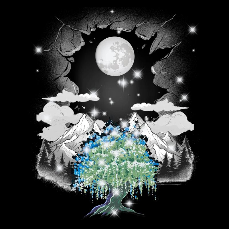 mystical nature wilderness tree trees full moon