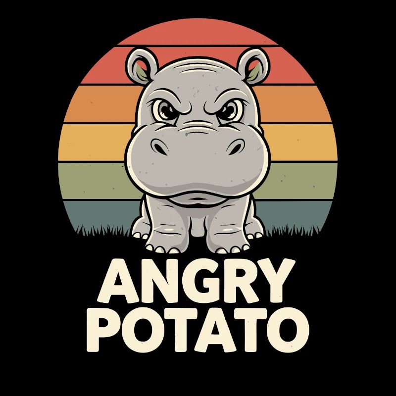 Moo Deng Witziges Nilpferd Angry Potato