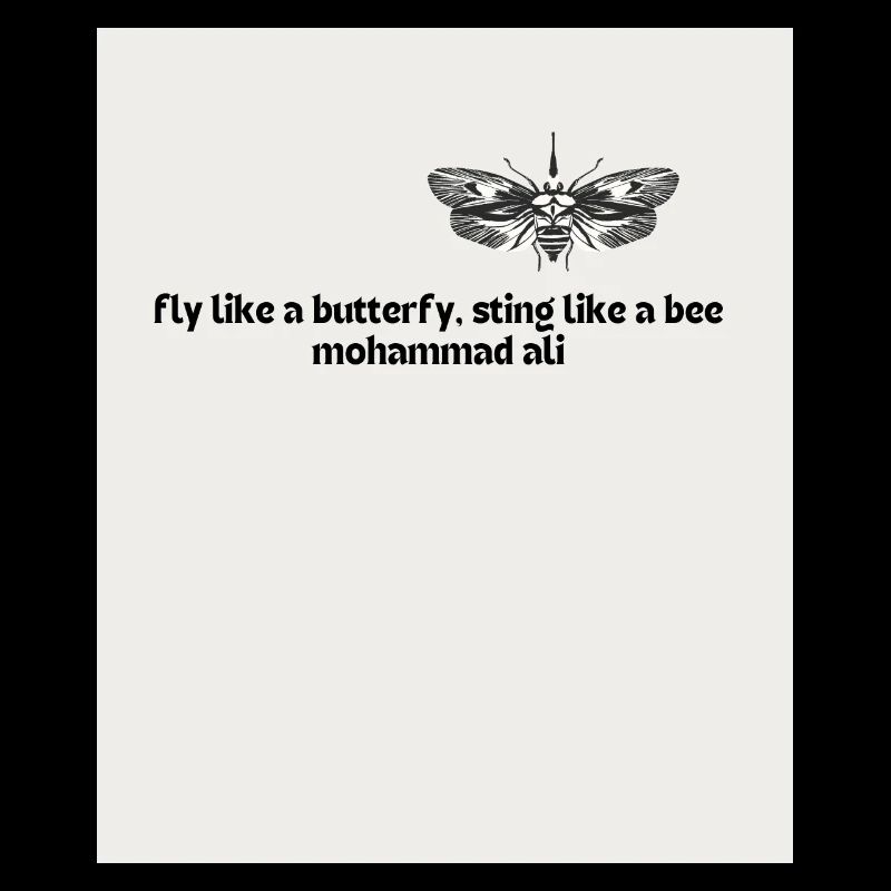 Voler comme un papillon Dard Comme Une Abeille Mohammad Ali