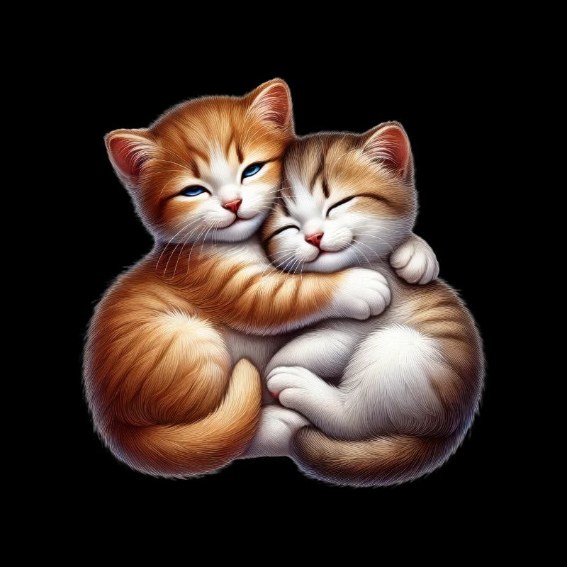 Two cuddling kittens in loving embrace
