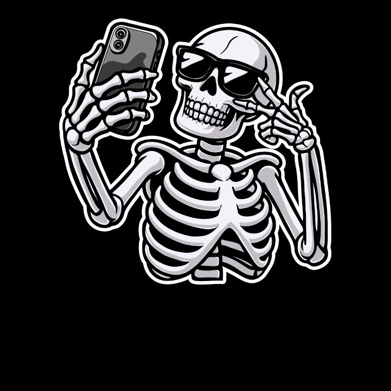 Cool Selfie Squelette Joyeux Halloween Effrayant Os