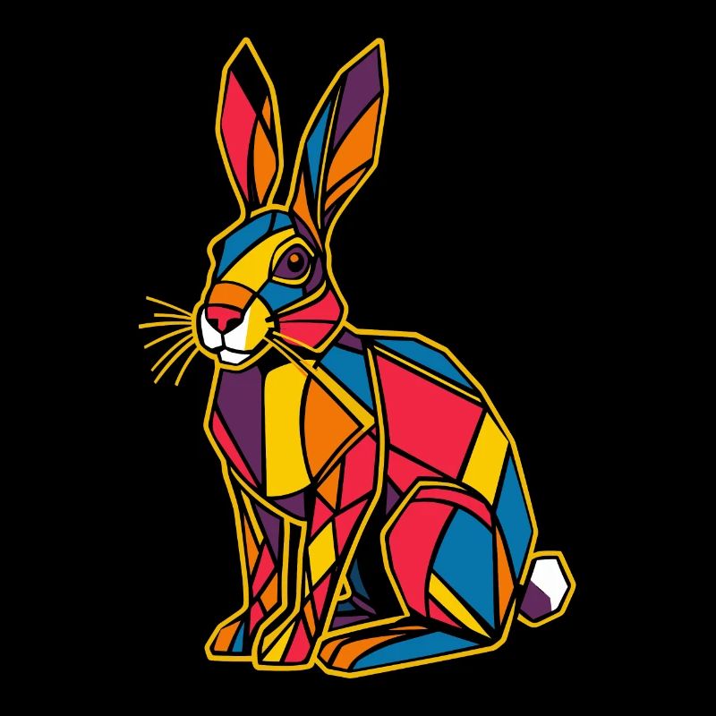 Lapin graphique coloré géométrique de la ferme
