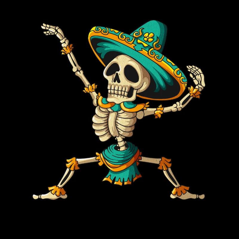 Squelette mexicain dansant dans le sombrero Halloween