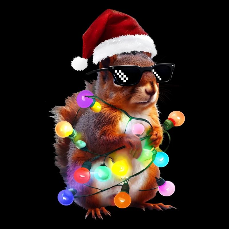 Weihnachts Eichhörnchen mit Lichterkett