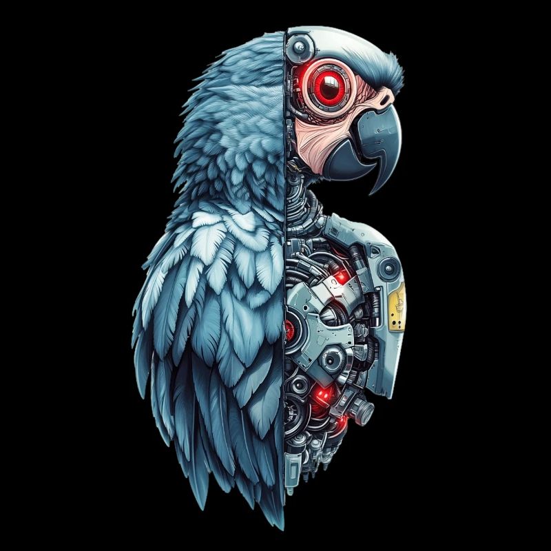 Funny Robot Art Parrot Cyborg Bird Parrot