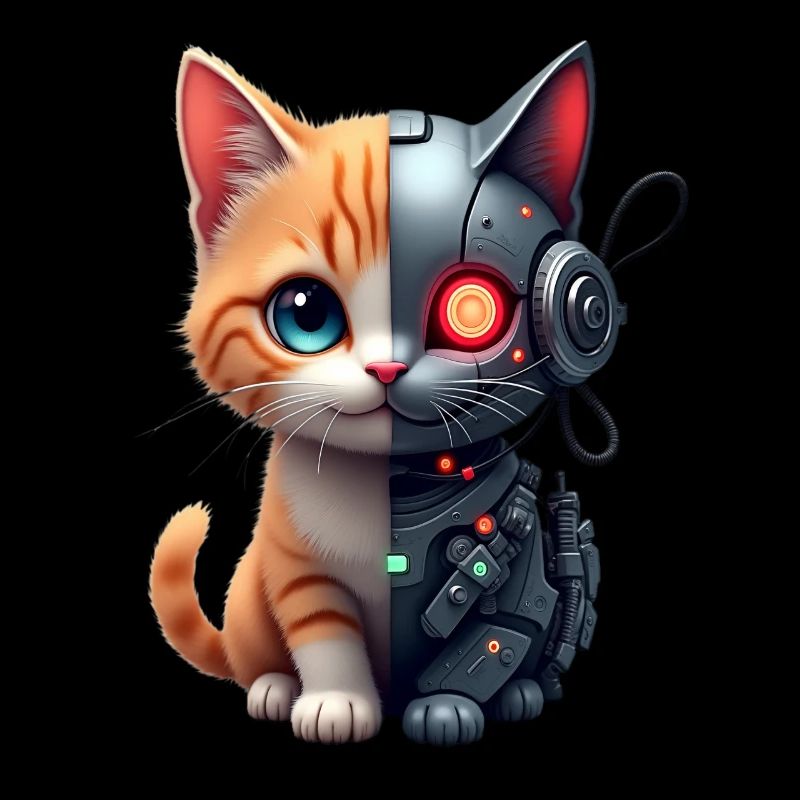 Funny Robot Cat Tech Cats Cyborg Animal Cat