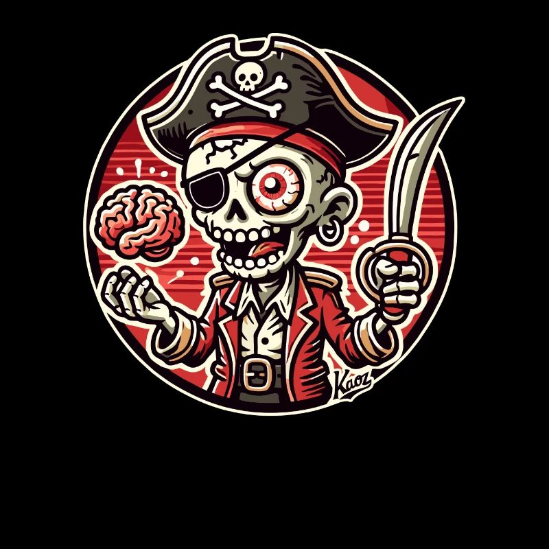 Pirate Skull Man with Brain