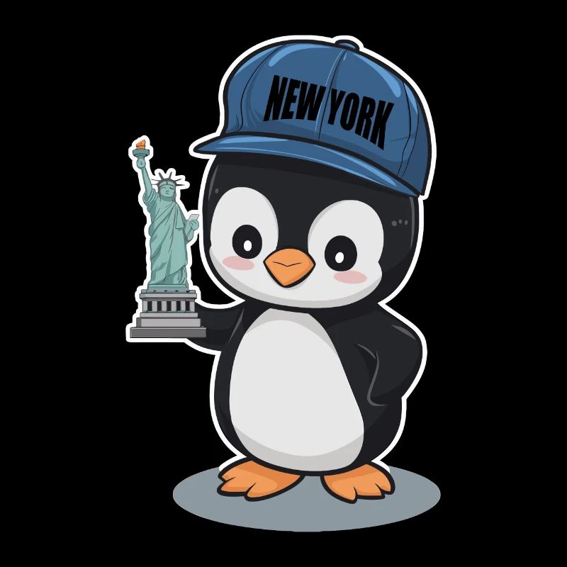 Pingouin mignon avec chapeau de New York