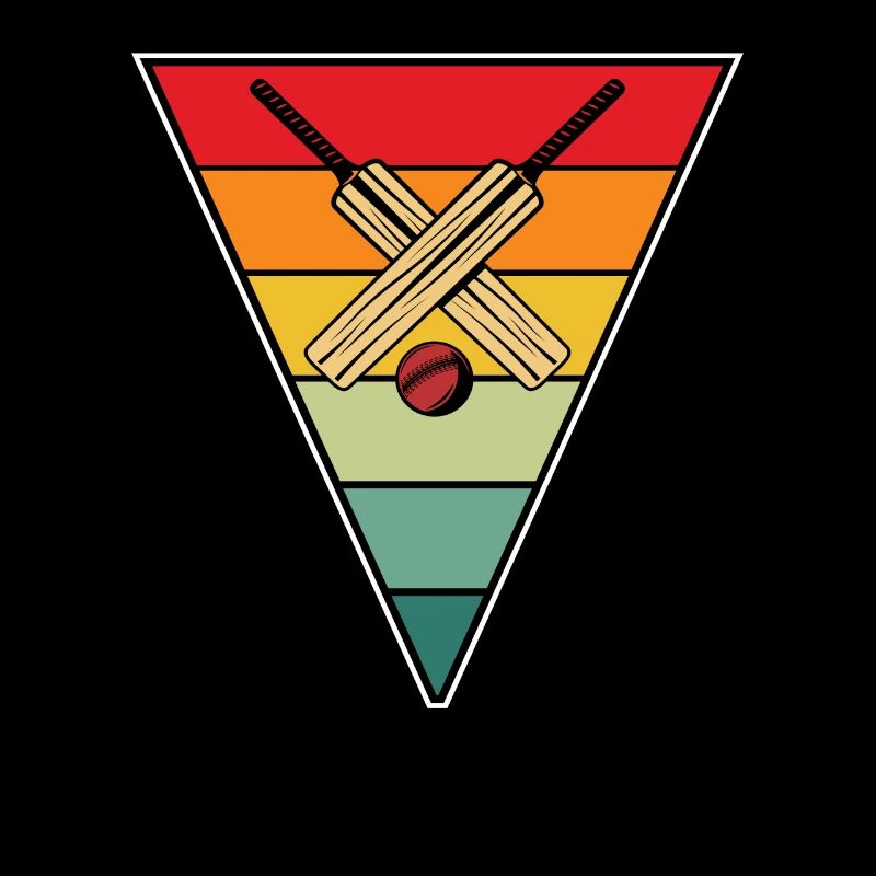 Retro Cricket Player Triangle Vintage