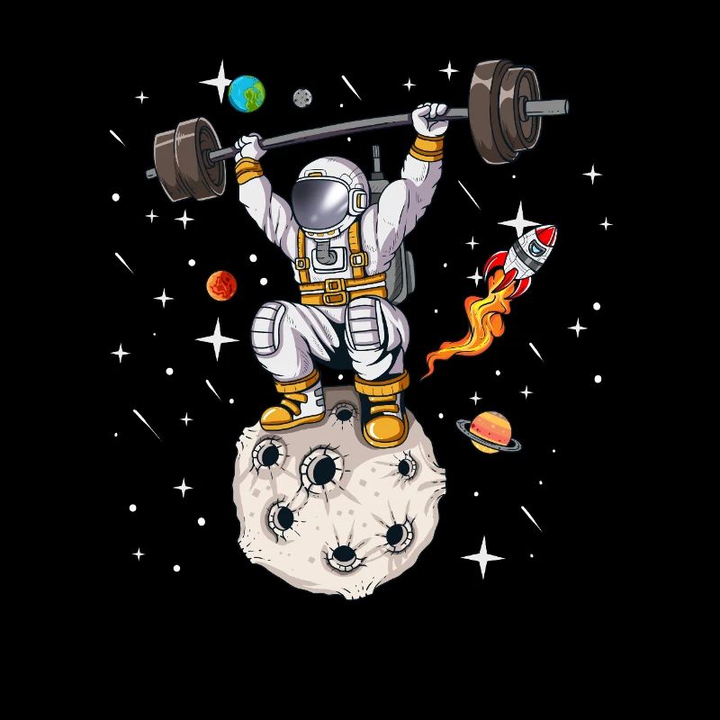 Bodybuilder Astronaut Handel Gewicht Asteroid All