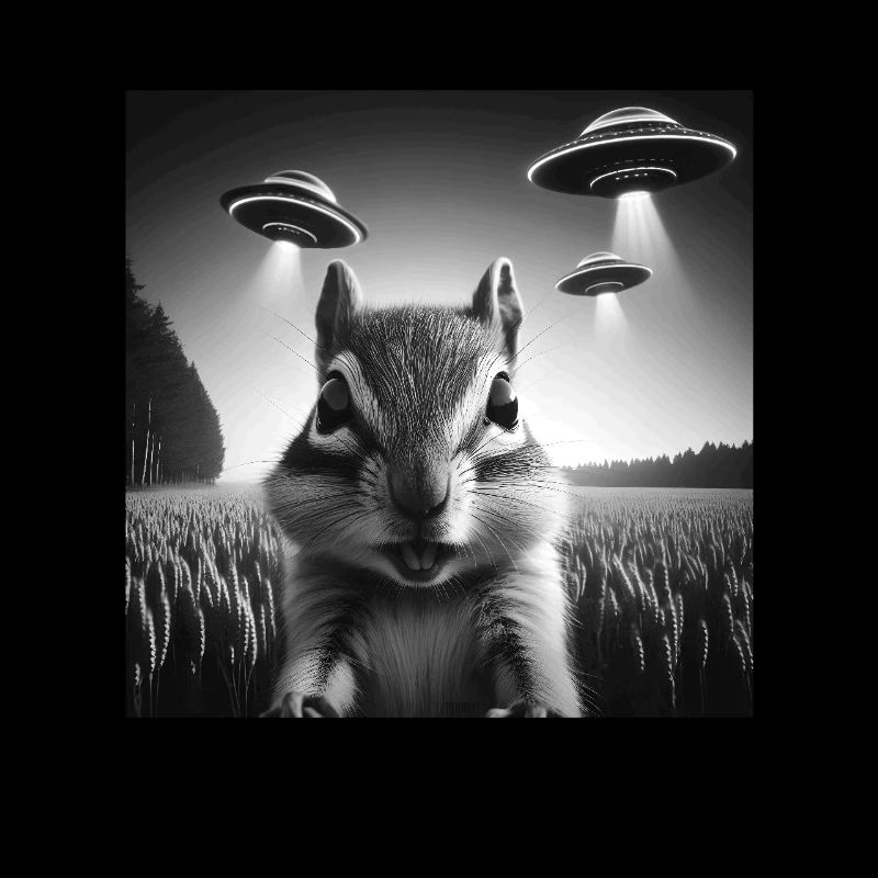 Chipmunk Funny Graphic Selfie with UFOs Weird Alie