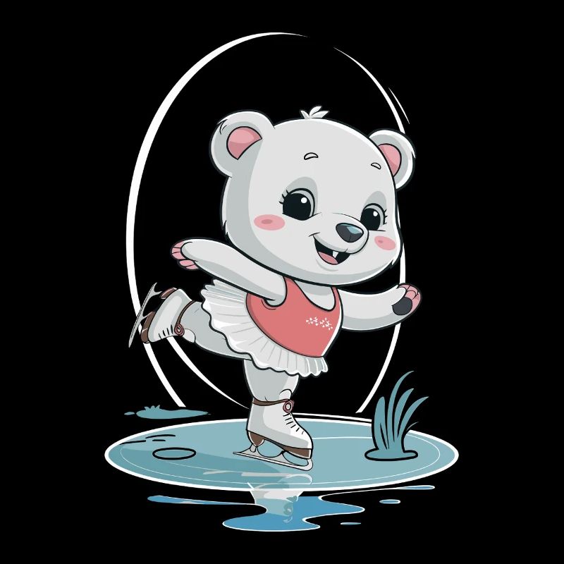 Cute polar bear on skates
