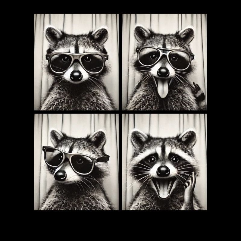 Fotobox Waschbär mit Sonnenbrille