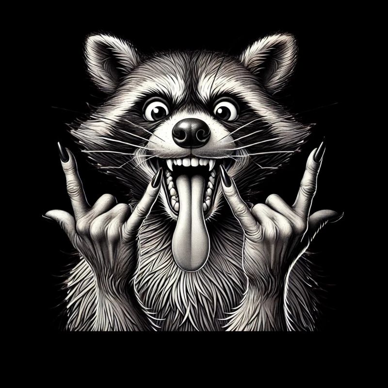Rock 'n' Roll Waschbär Metall Kunst Design