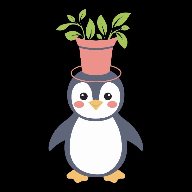 Plante amant pingouin avec pot de fleurs sur le