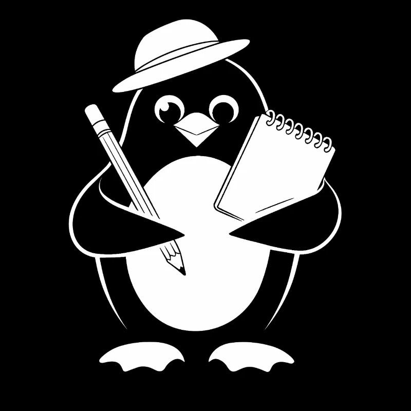 Penguin Journalist Reporter With Notebook