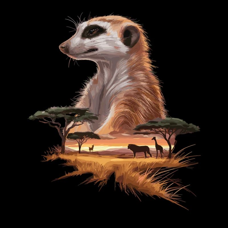 Erdmännchen & Savanne Afrikanische Wildlife Kunst