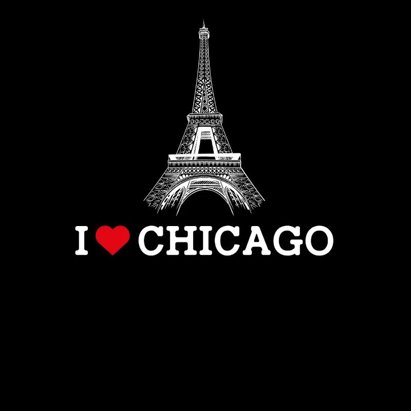 J’aime Chicago Coeur Drapeau Tour Eiffel Lover Jeu de mots
