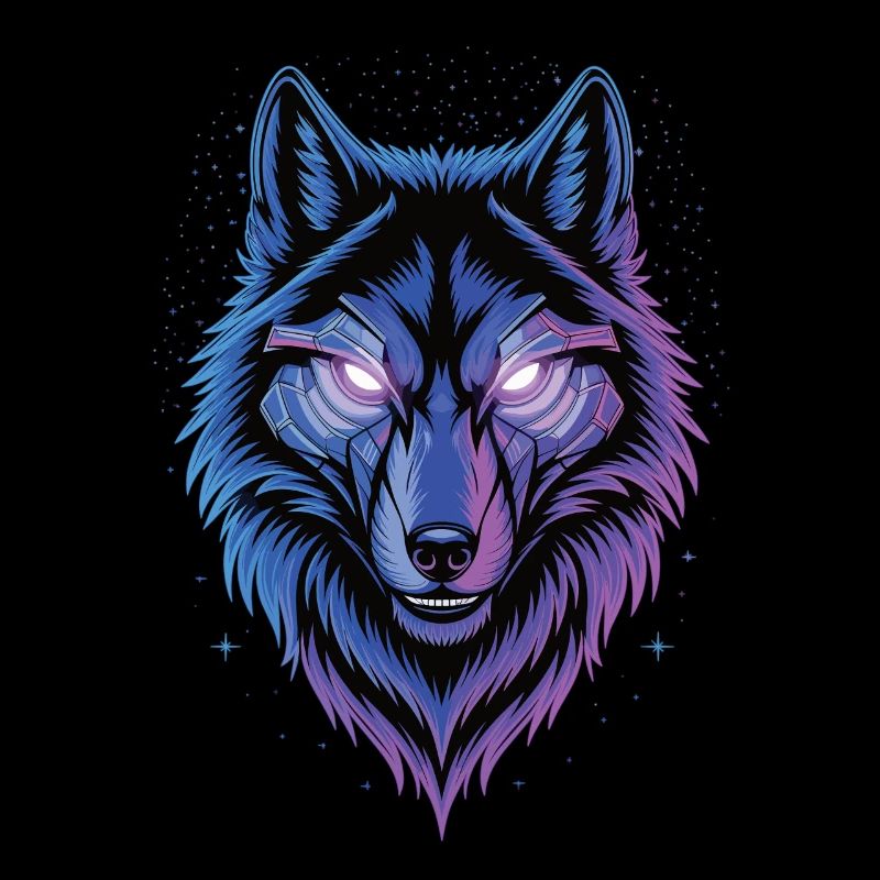 Neon Cyber Wolf – Futuristic look!