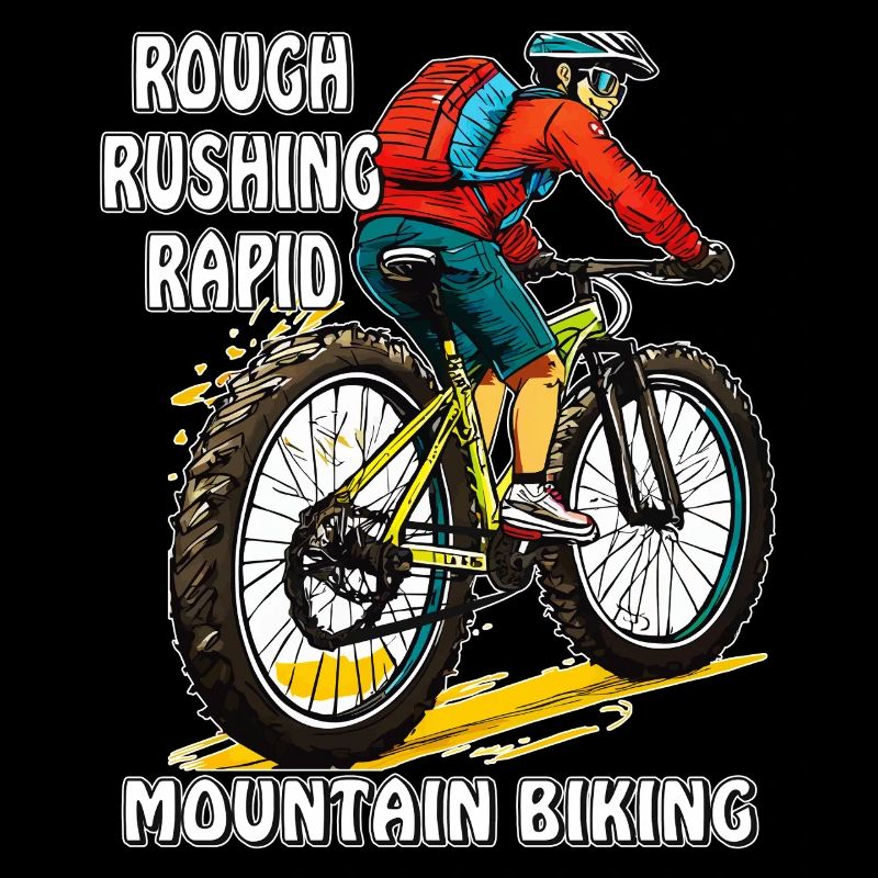MOUNTAIN BIKER ROUGH RUSHING RAPID