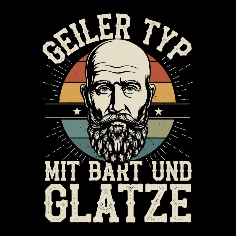 Geiler Typ Mit Bart & Glatze Glatzkopf Bartträger