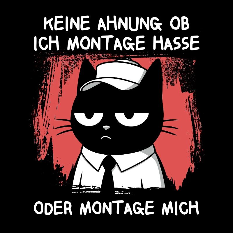Müde Katze mit Cap – Ich hasse Montage
