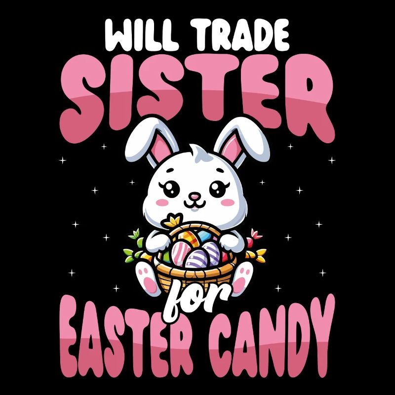 Sister Getting Funny Against Easter Candy