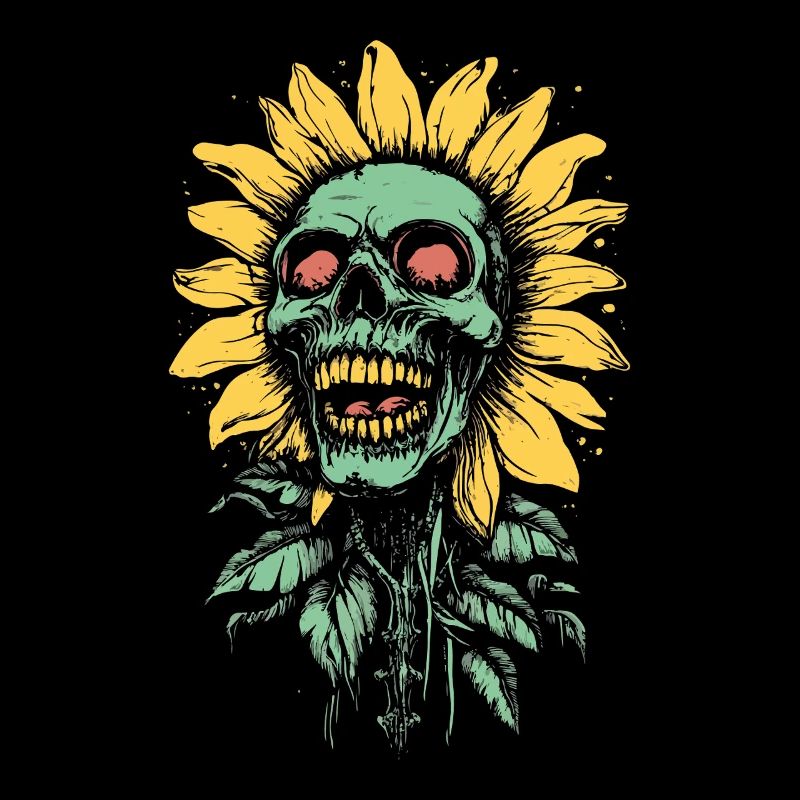 Zombie Sunflower Skull Horror