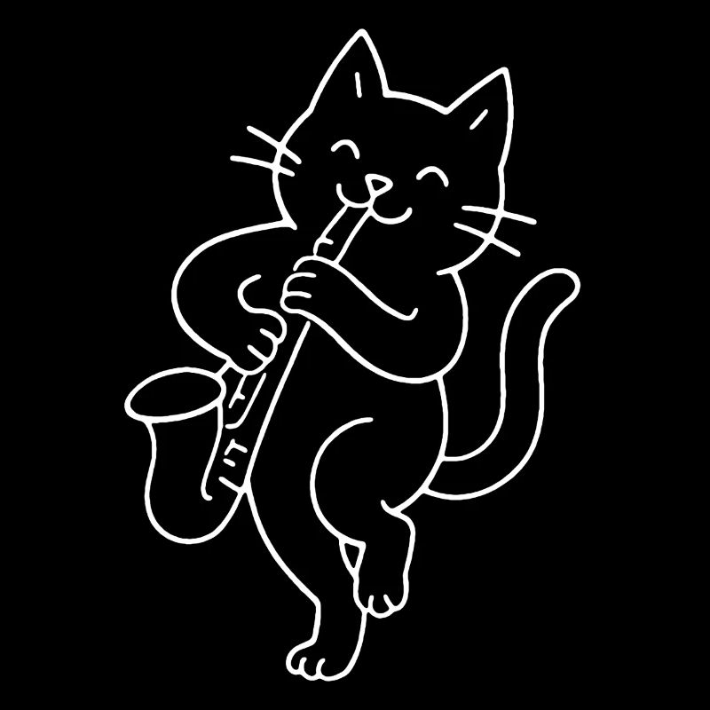 Cat joue du saxophone