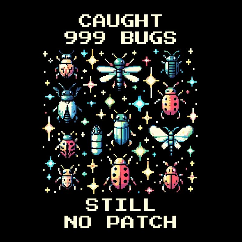 Bug Humor Retro Pixel Art Gaming Nerd Insects