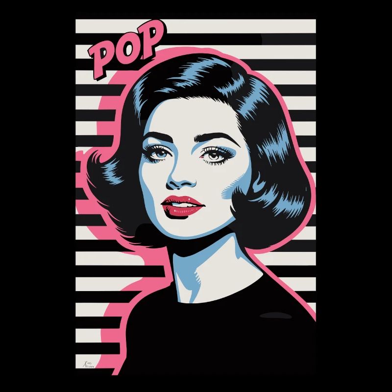 Pop Art Retro Face Woman Stylish Design