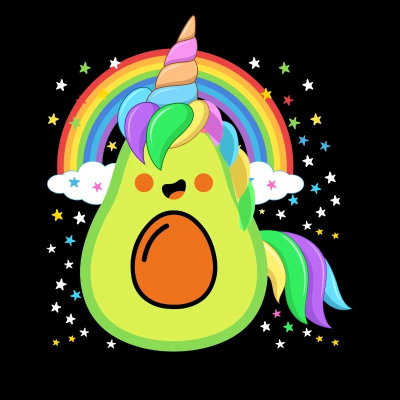 Magische Avocado – Einhorn mit Regenbogen